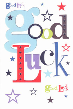 This artful good luck card embodies the energy and neighbourly spirit thriving in Redbridge. Every letter of 'Good Luck' is rendered with designer precision, the large baby-blue 'g' setting a playful, welcoming atmosphere, underpinned by accents of red, purple, and moss green-colours mirroring the lively diversity seen in Redbridge's local markets and parks. Sprinkled across the card's pristine background, stars in all shades-inky blue, lemon-lime, soft lavender-appear as if they've drifted down from the night sky above Valentines Mansion. The blend of vibrant fonts and dynamic colours transforms a simple phrase into a heartfelt message, as lively and supportive as the community surrounding Cranbrook Road. The smooth, high-quality cardstock is a tactile pleasure to touch, reminiscent of the sturdy paper used for bespoke floral bouquets offered for delivery across Ilford and Gants Hill. This card is the perfect companion to milestone celebrations-new beginnings at a Barkingside office, graduation from a Chadwell Heath school, or good wishes for exams-delivering tangible encouragement that feels uniquely tailored to Redbridge.